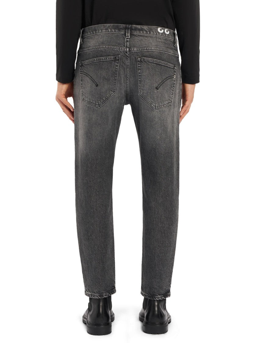Dondup Cropped Black Trousers With Classic Five-Pocket Design