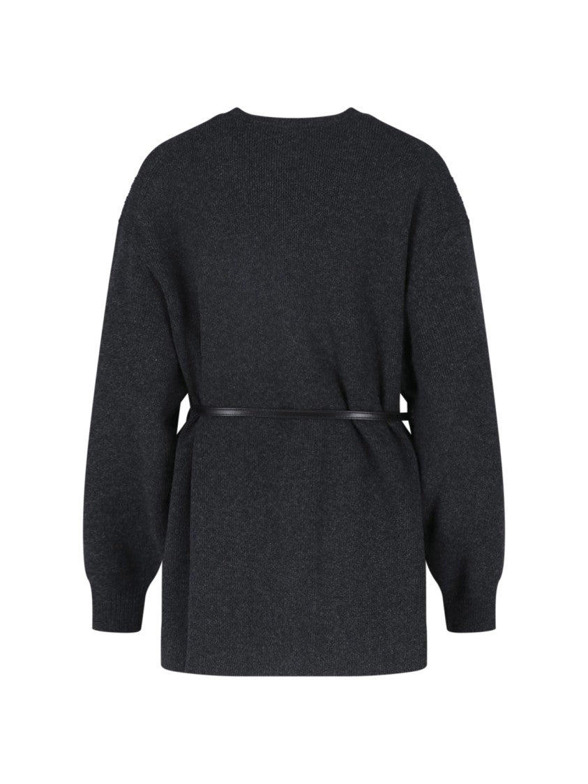 Alexander Wang Ribbed Knit Mini Dress With Adjustable Waist And Button Closure