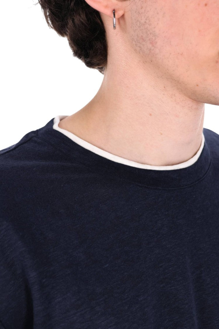 Eleventy High Neck Linen Jersey T-Shirt