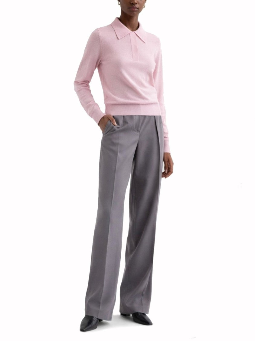 Jil Sander Muted Grey High-Waisted Wool Gabardine Pants