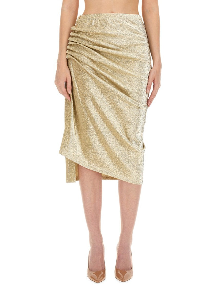 Rabanne Draped Midi Skirt With Side Slit