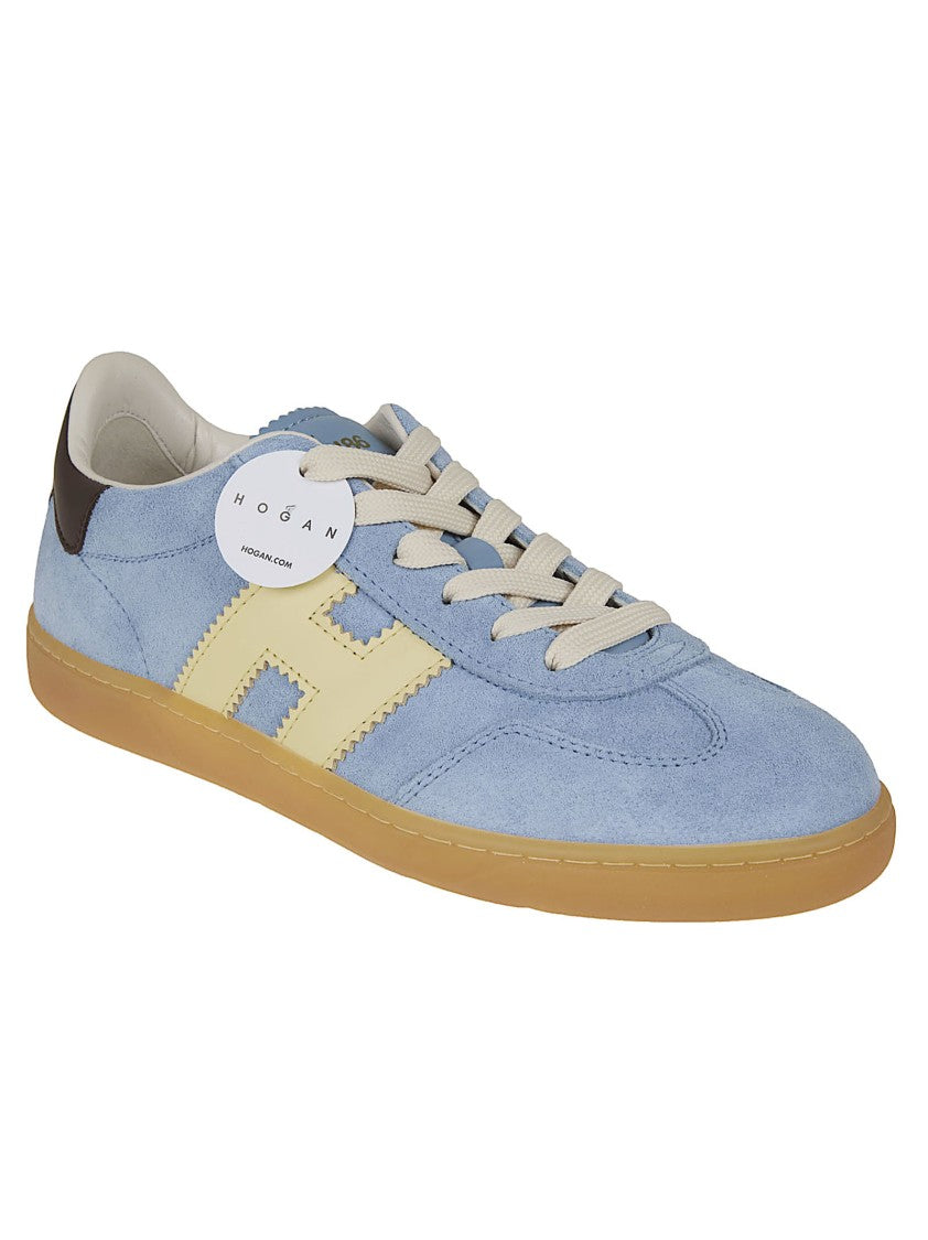 Hogan Low-Top Light Blue Sneakers With Amber Rubber Sole