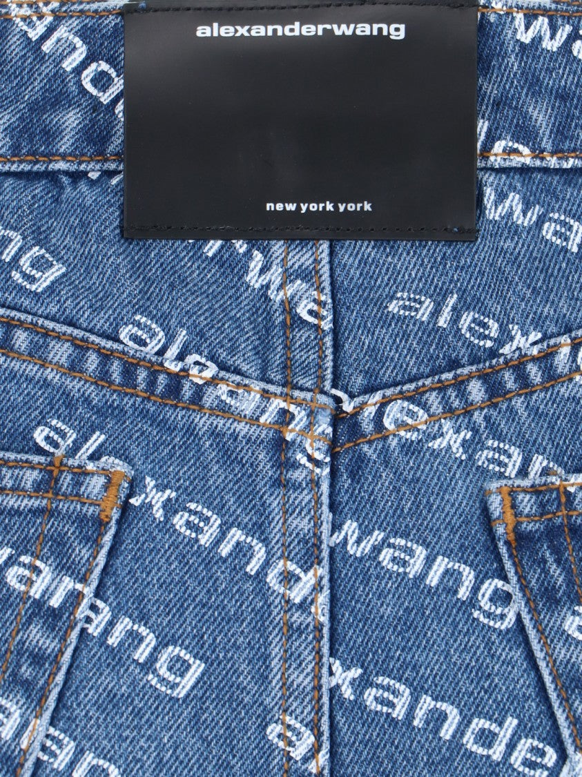 Alexander Wang Worn Wash Blue Denim Shorts