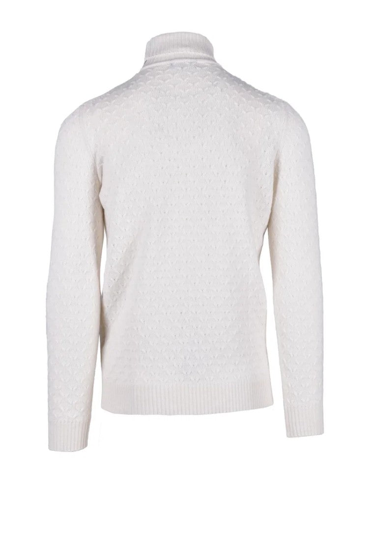 Fama White Wool, Silk And Cashmere Sweater