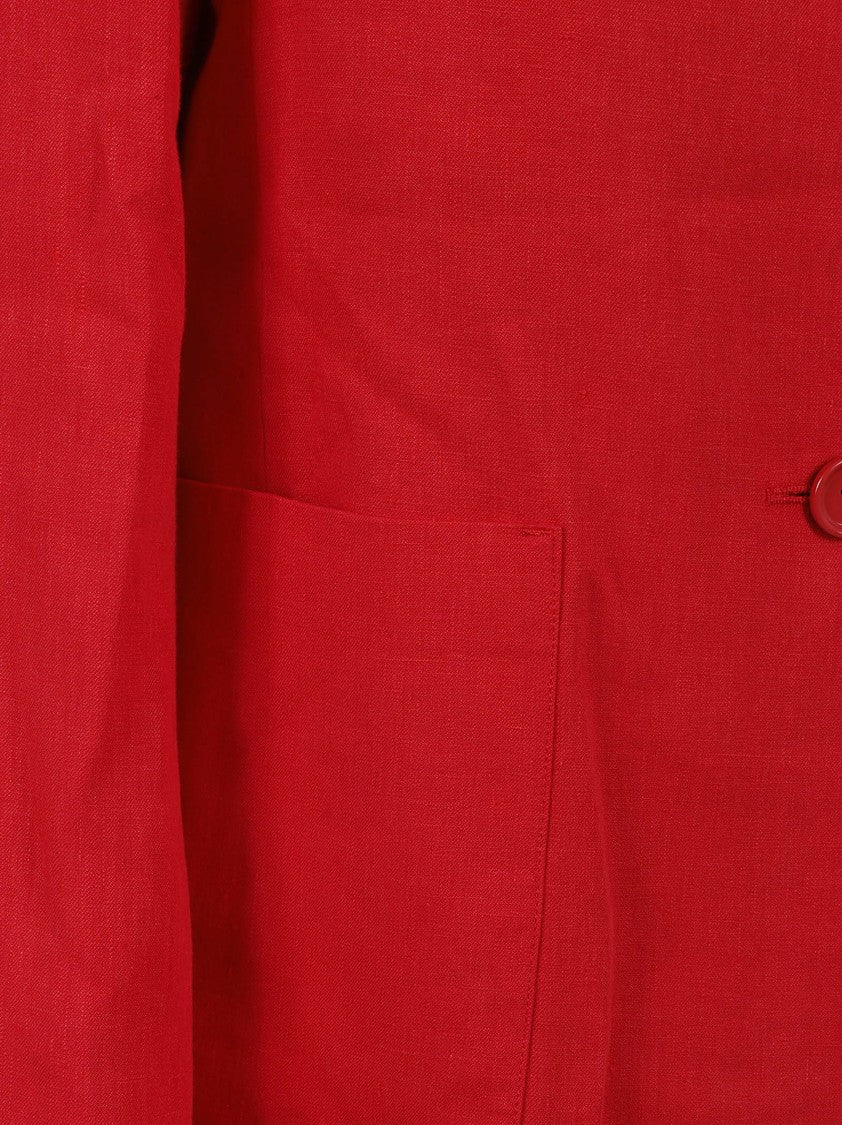 Max Mara Tailored Red Flax Linen Jacket