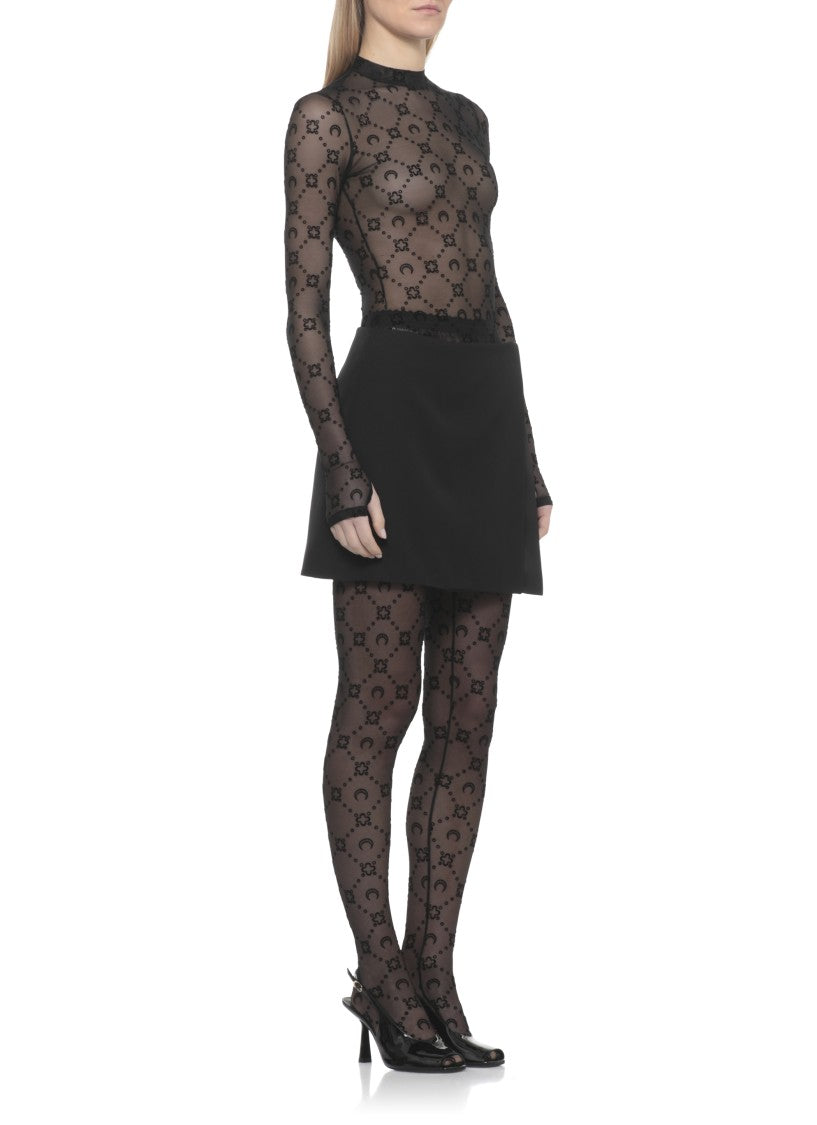 Marine Serre Black Stockings With Logo Stockings