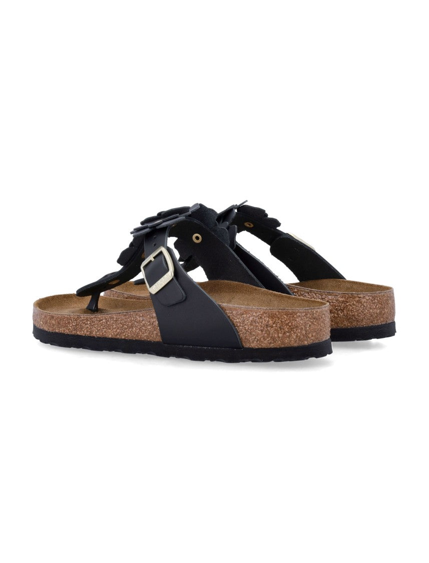 Birkenstock Gizeh Floral Applique Leather Sandals