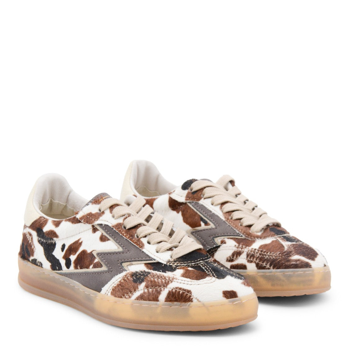 Moaconcept Multicolor Sneakers From Moaconcept Featuring Round Toe, Laces Fastening, Leather Sole And Animal Print.