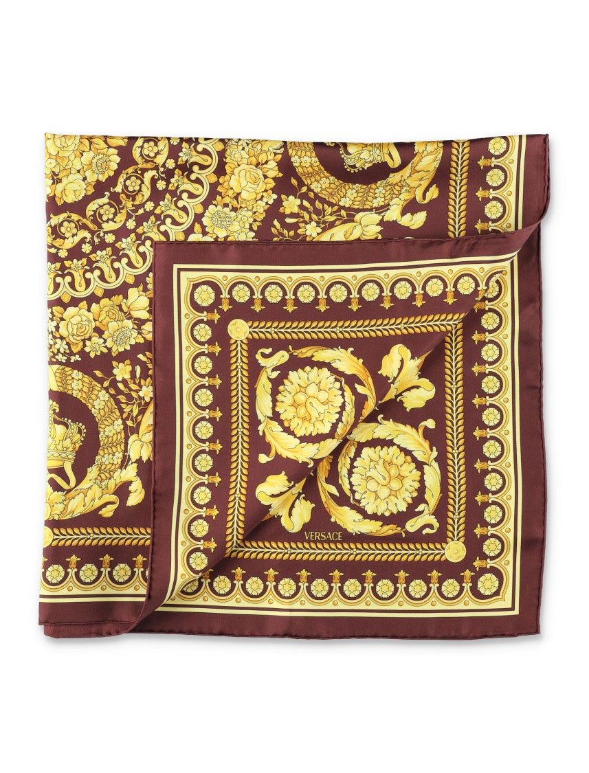 Versace Large Silk Twill Scarf With Barocco Print