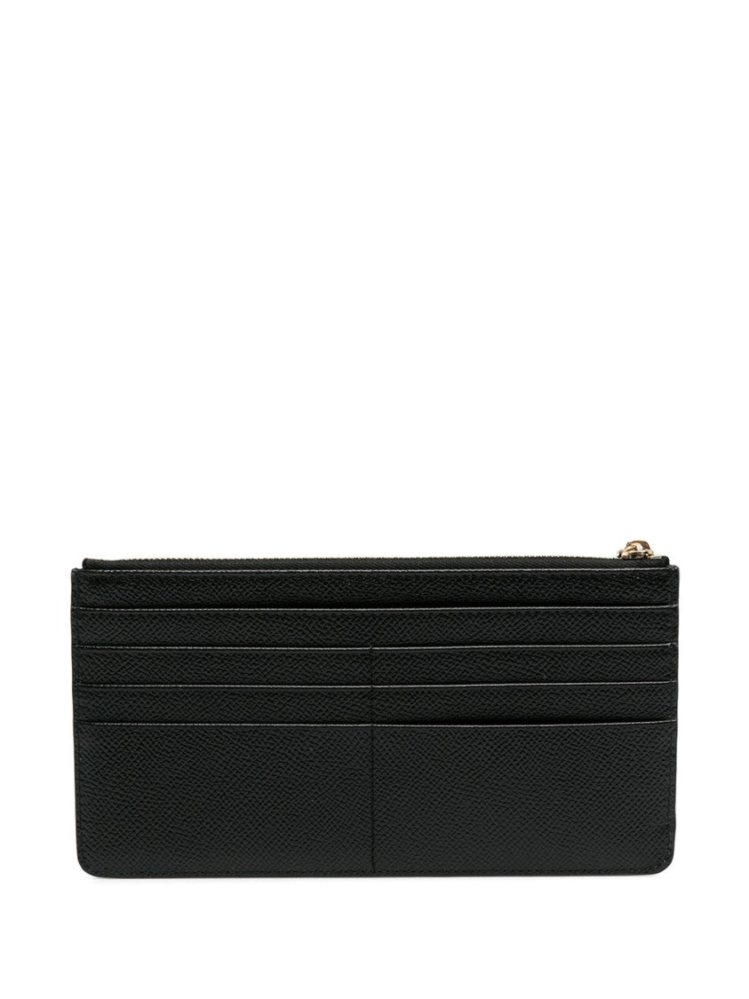 Dolce & Gabbana Textured Calfskin Dauphine Zippered Plaque Wallet