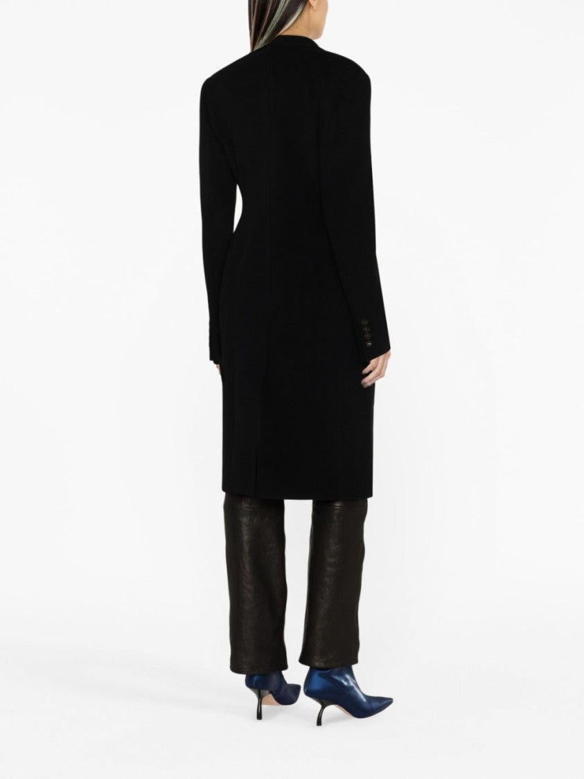 Stella Mccartney Black Coat Double-Breasted Wool Peacoat