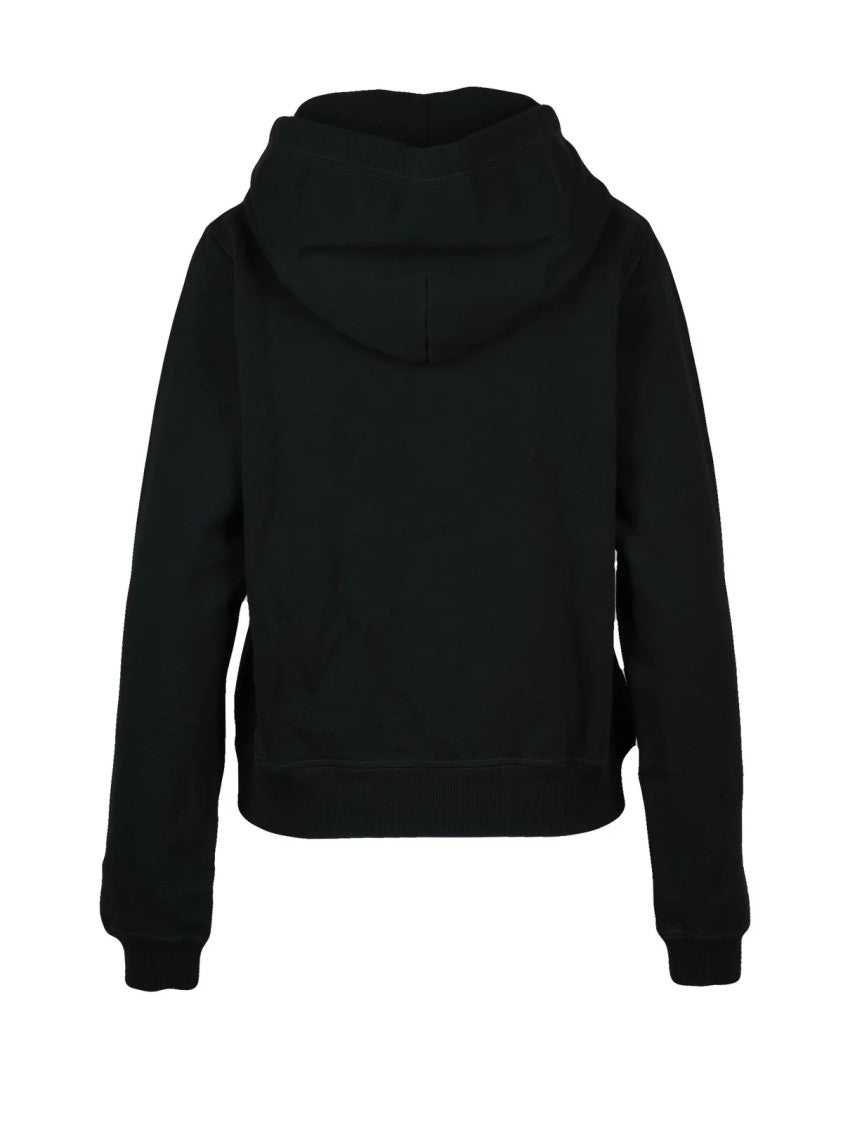 Diesel Cropped Black Hooded Sweatshirt With Artistic Graphic Design