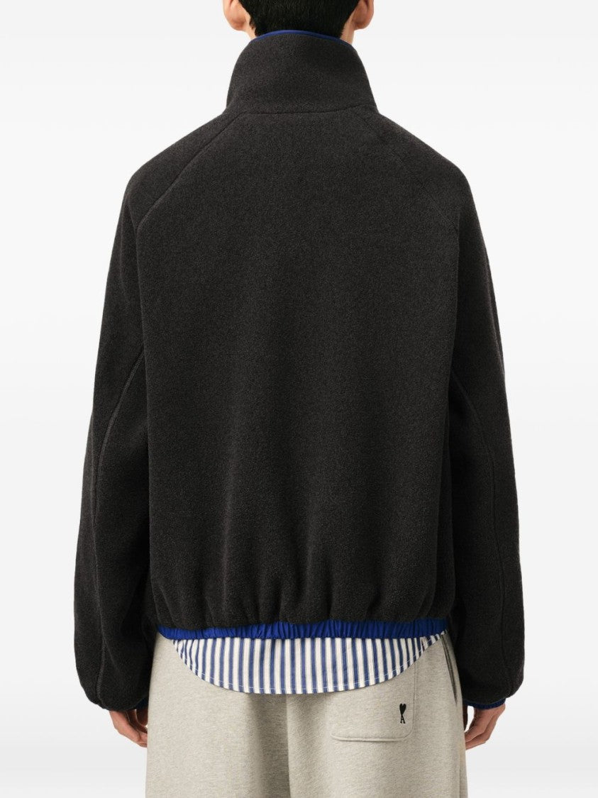 Ami Paris Relaxed-Fit Jacket With High Collar And Vibrant Accents