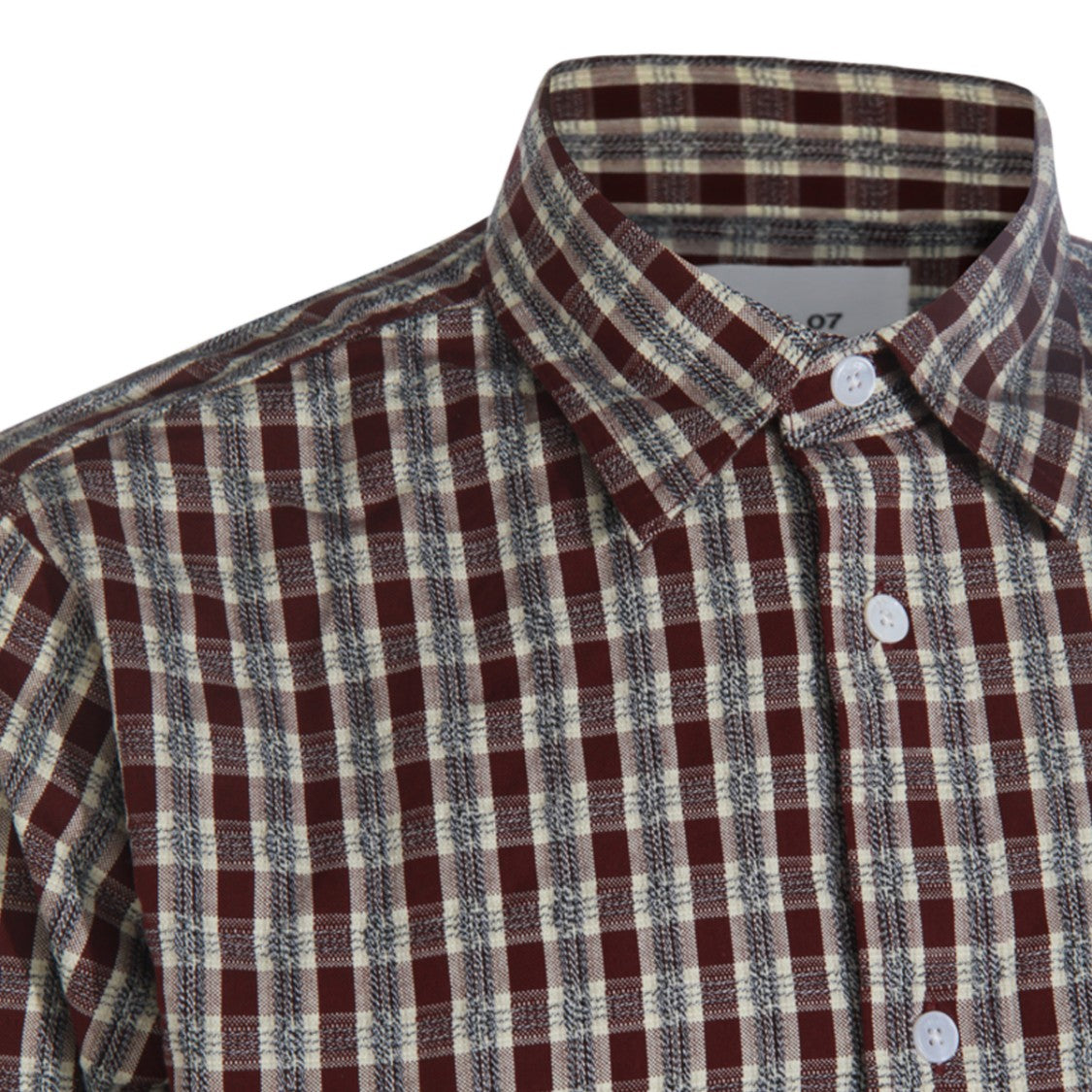 Nn.07 Checkered Burgundy Shirt With Traditional Collar