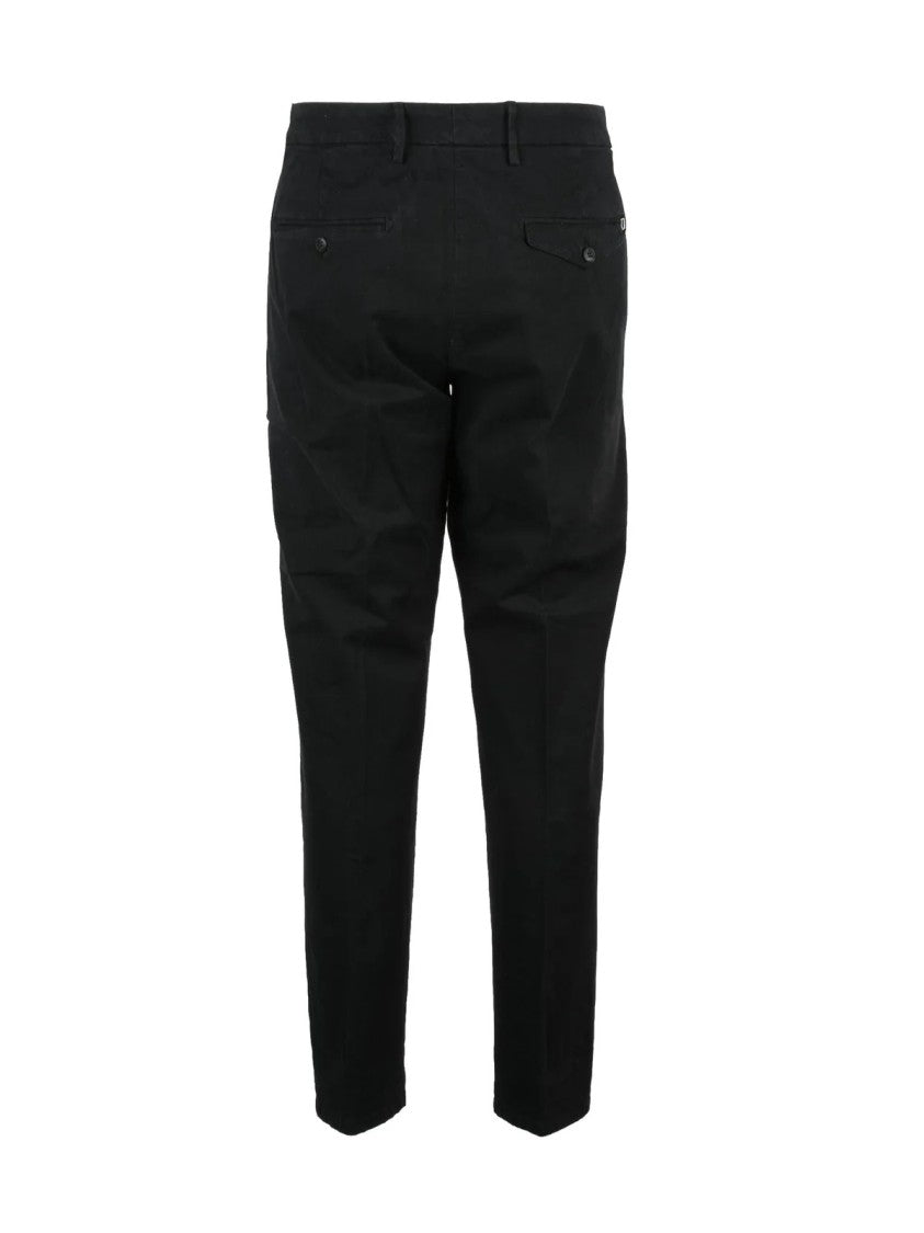 Dondup Black Tailored Stretch Cotton Trousers