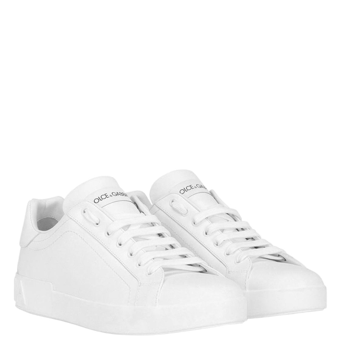 Dolce & Gabbana White Portofino Leather Logo Sneakers