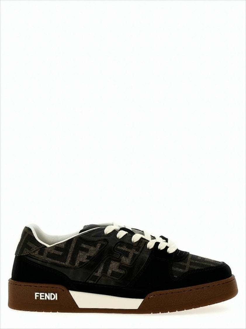 Fendi Monogram Pattern Low-Top Sneakers With Calf Leather