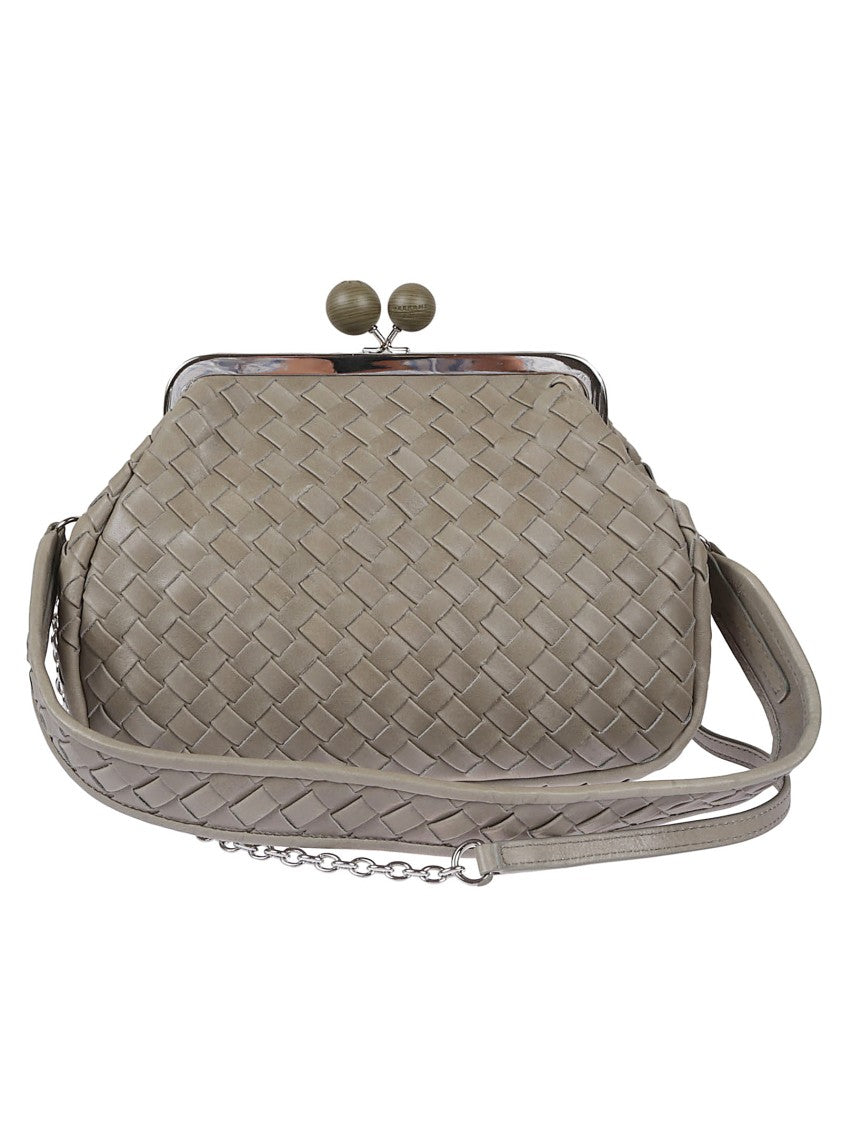 Max Mara Woven Wool Clutch With Detachable Chain Strap