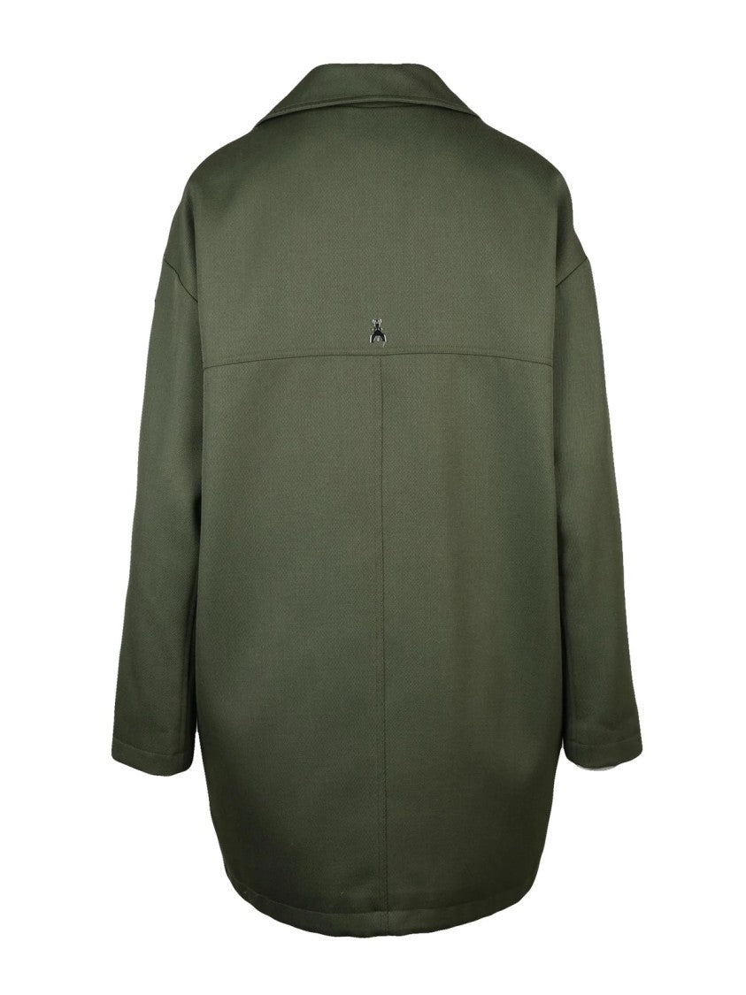 Patrizia Pepe Green Wool-Blend Double-Breasted Coat
