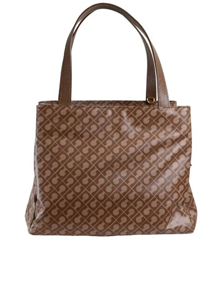 Gherardini Brown Geometric Pattern Shoulder Handbag