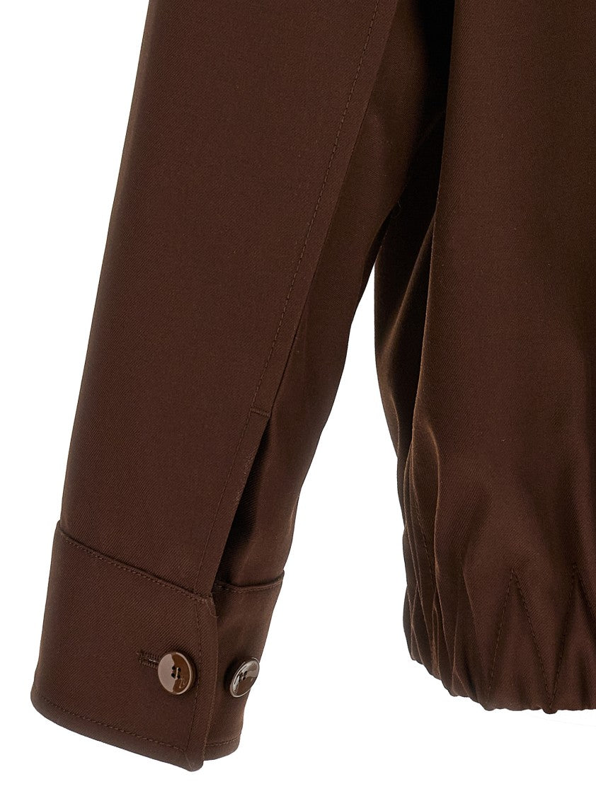 Gucci Wool Twill Jacket With Classic Collar And Front Zip Closure