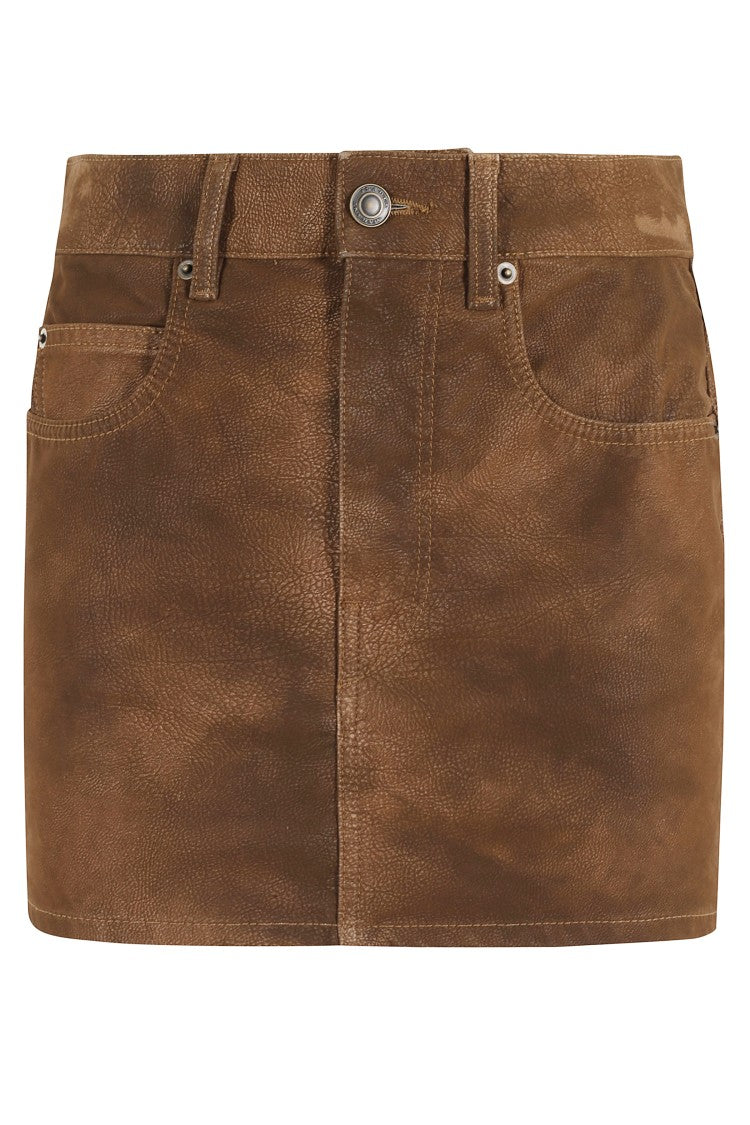 Isabel Marant Étoile Kimmy Gb Tobacco Textured Mini Skirt