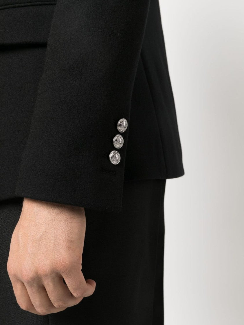Balmain Embossed-Button Open-Front Blazer