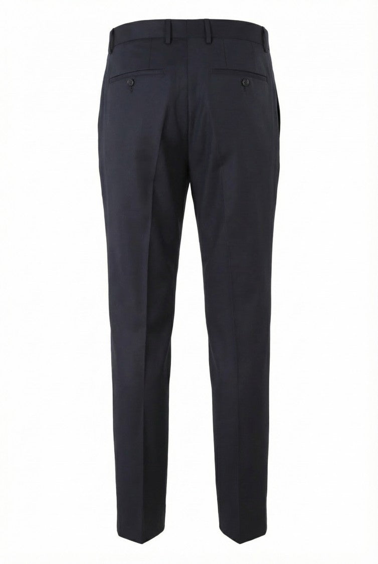 Boss Dark Blue Lenon Straight-Leg Wool Trousers