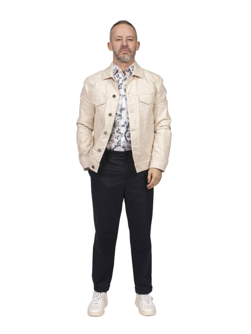Etro Light Beige Floral Jacquard Denim Jacket