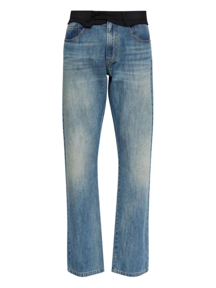 Mm6 By Maison Margiela Blue Reconstructed Waist Denim Jeans