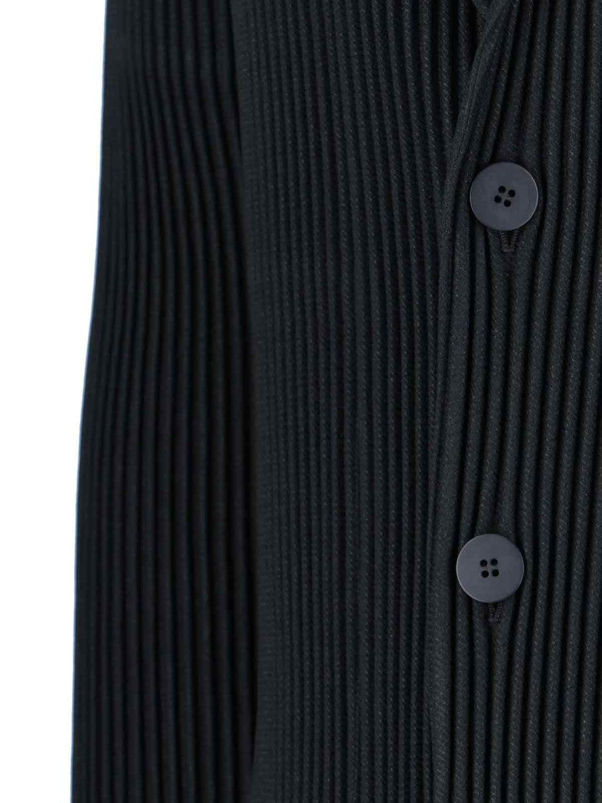 Homme Plissé Issey Miyake Minimalist Black Jacket With Cut