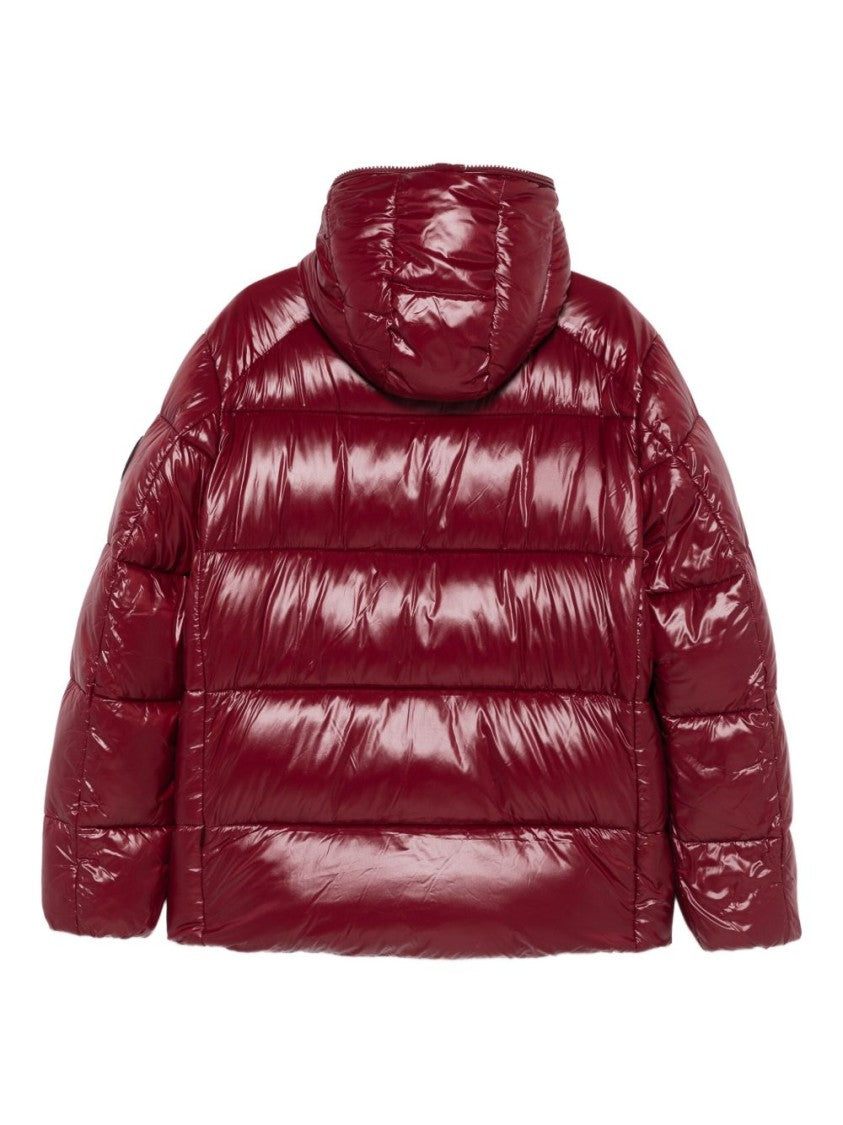 Save The Duck Padded Burgundy Jacket With Horizontal Quilting