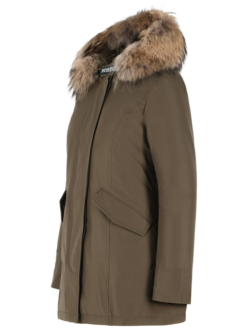 Woolrich John Rich & Bros 'Arctic Racoon' Green Cotton Blend Parka
