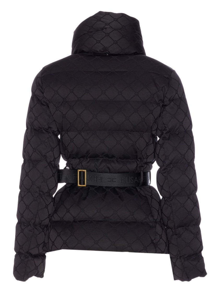Elisabetta Franchi Quilted Black Puffer Jacket With Gold Accents