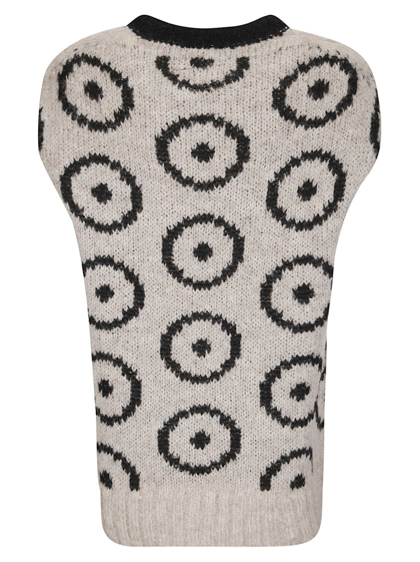 Thibault Van Der Straete Round Neck Sleeveless Circles Jacquard Sweater