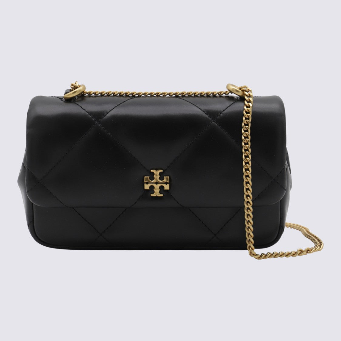 Tory Burch Black Leather Kira Diamond Small Shoulder Bag