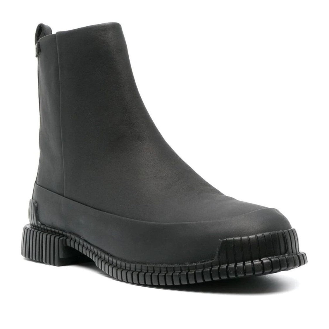 Camper Black Pix Minimalist Flat Rubber Sole Leather Ankle Boots