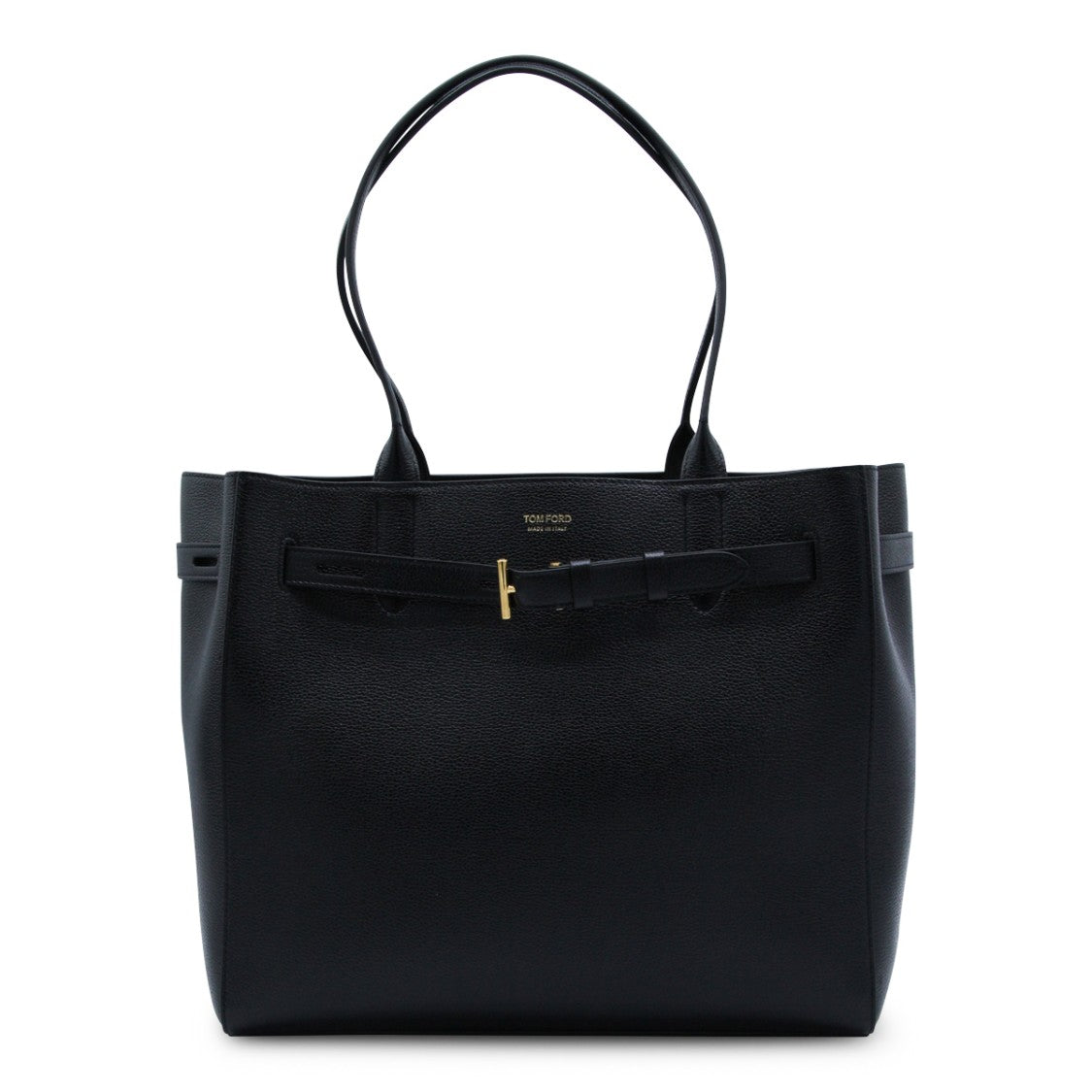 Tom Ford Structured Pebbled Leather Tote Bag With Gold Accents