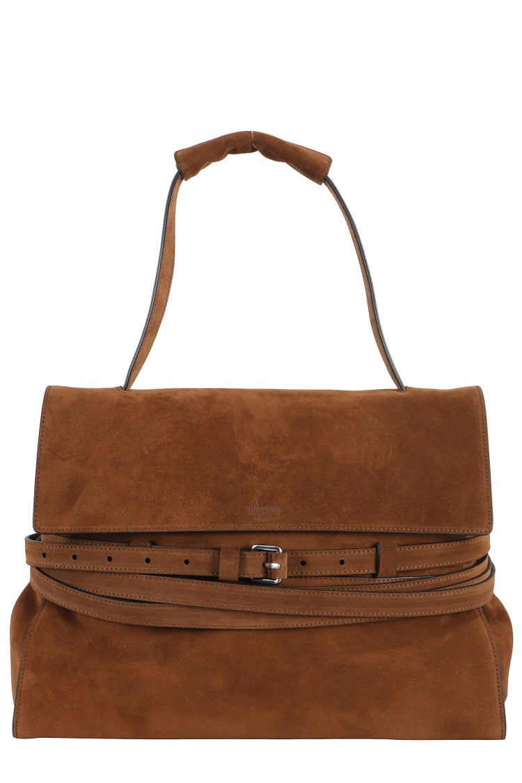 Moschino Suede Handbag With Adjustable Strap