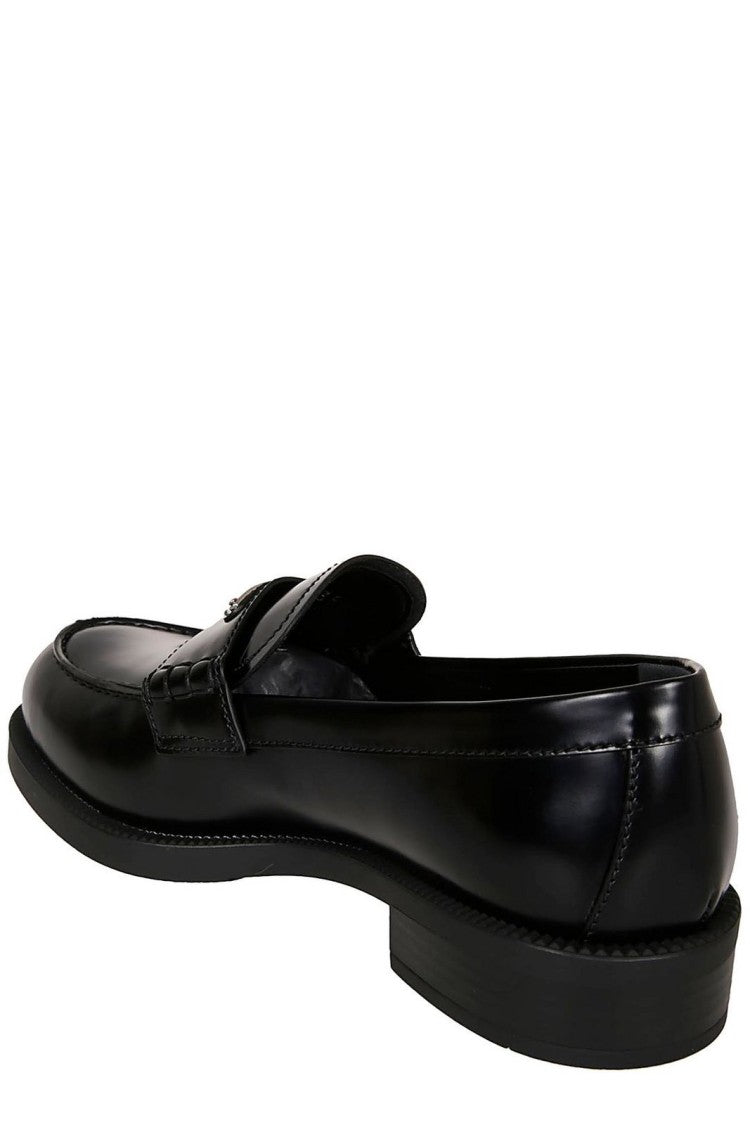 Prada Polished Leather Loafers With Classic Penny Strap