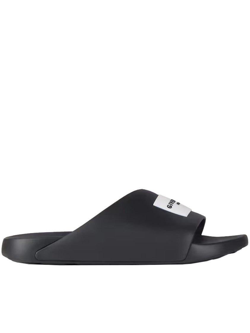 Givenchy Label Slide Black Polyurethane Logo Sandals