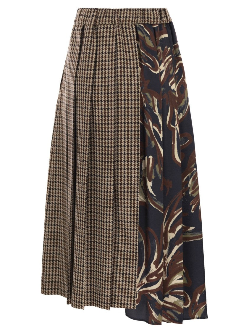 Max Mara Fanale - Pied De Poule Wool Pleated Skirt