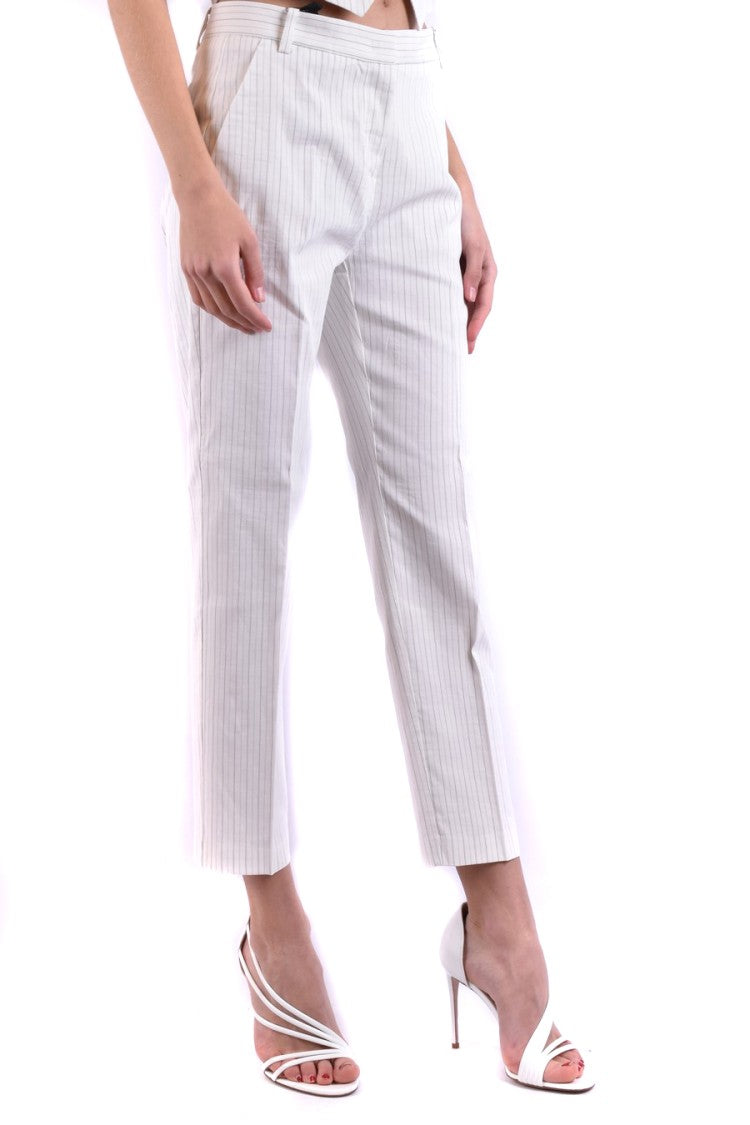 Pinko Cropped Tailored Trousers With Vertical Pinstripes