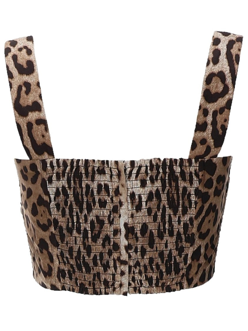 Dolce & Gabbana Leopard Cropped Bow Cotton Top