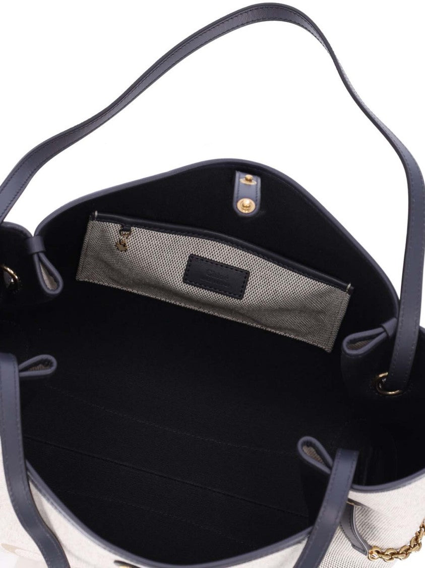 Chloé Textured Fabric Tote Bag With Leather Trim