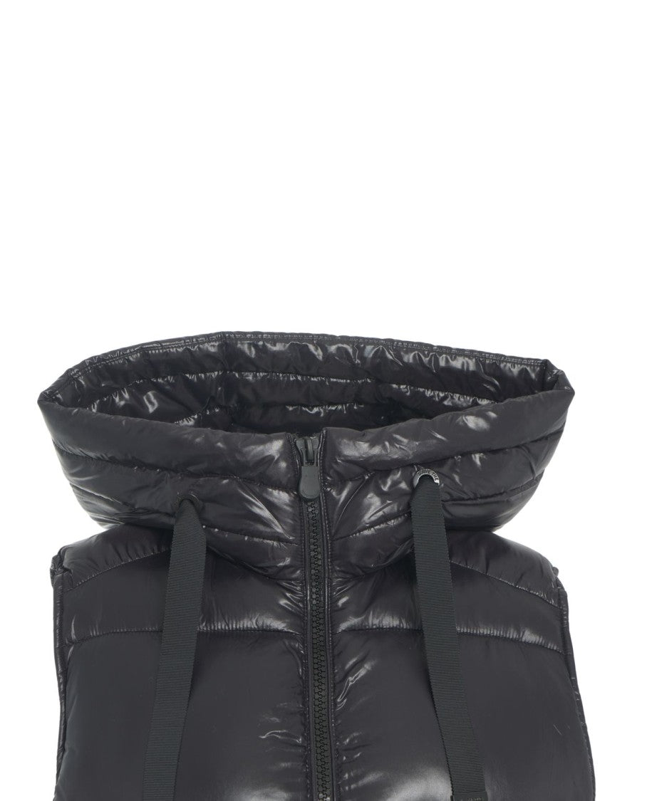 Save The Duck Long Quilted Gilet With Protective Hood And Dual-Slider Zipper