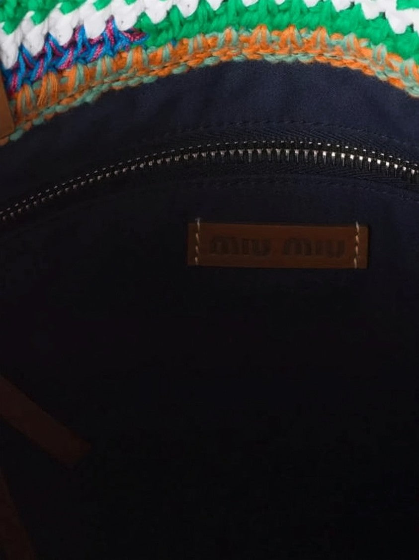 Miu Miu Colorful Striped Crochet Shoulder Bag