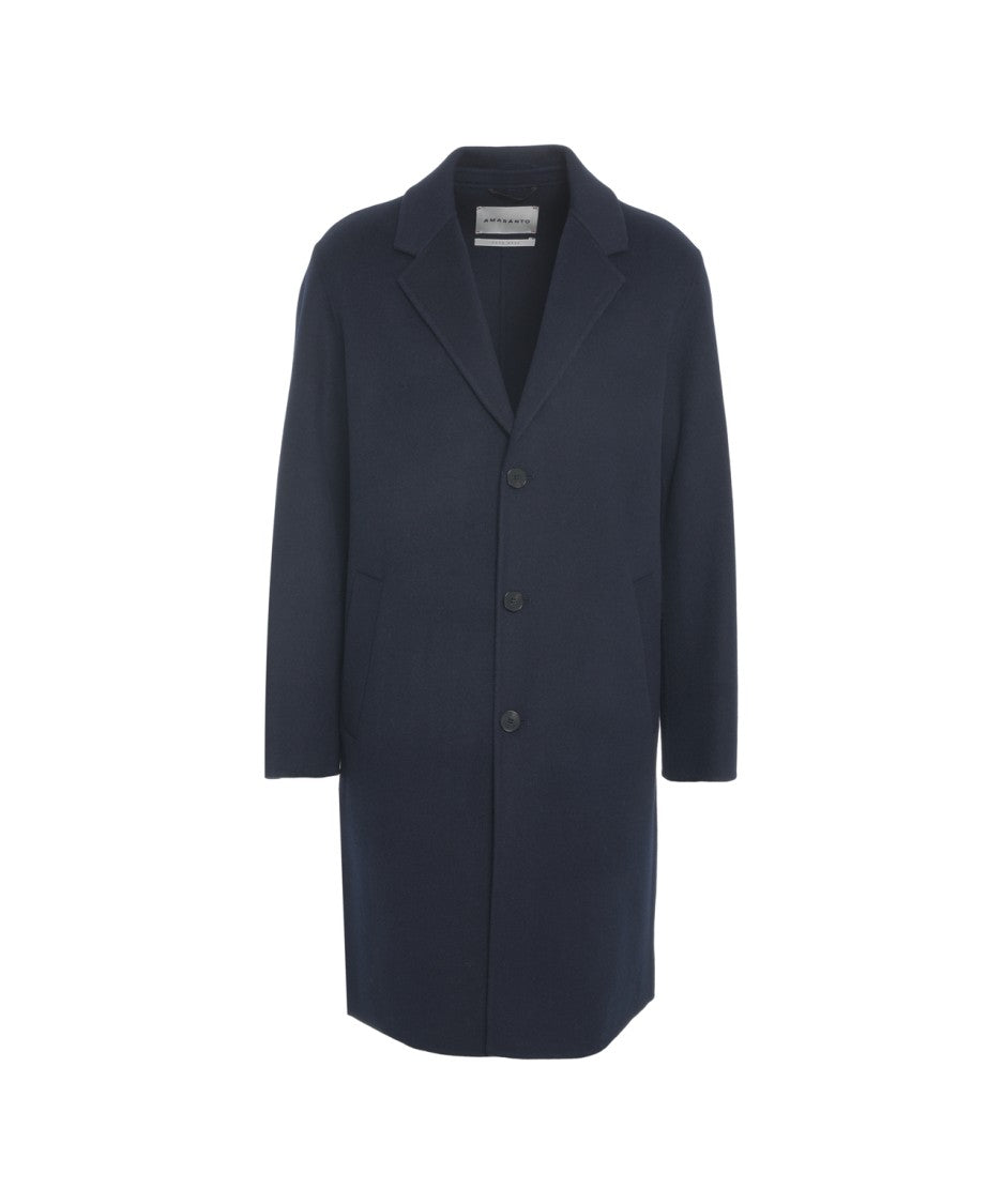 Amaranto Classic Cashmere-Wool Blend Coat With Notched Collar