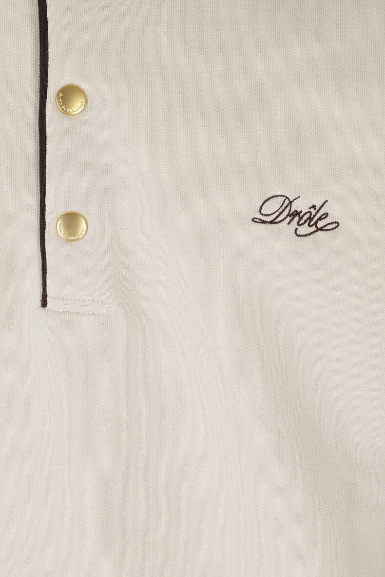 Drôle De Monsieur Beige Drole Long-Sleeve Cotton Polo Shirt