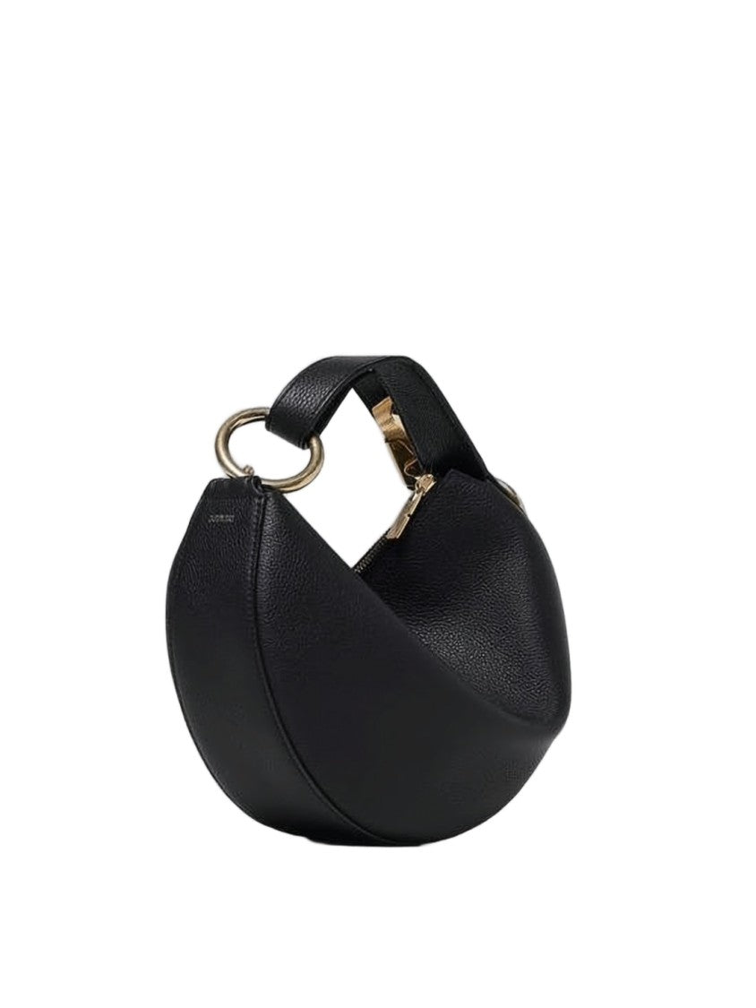 Burberry Crescent-Shaped Black Calf Leather Tote Bag